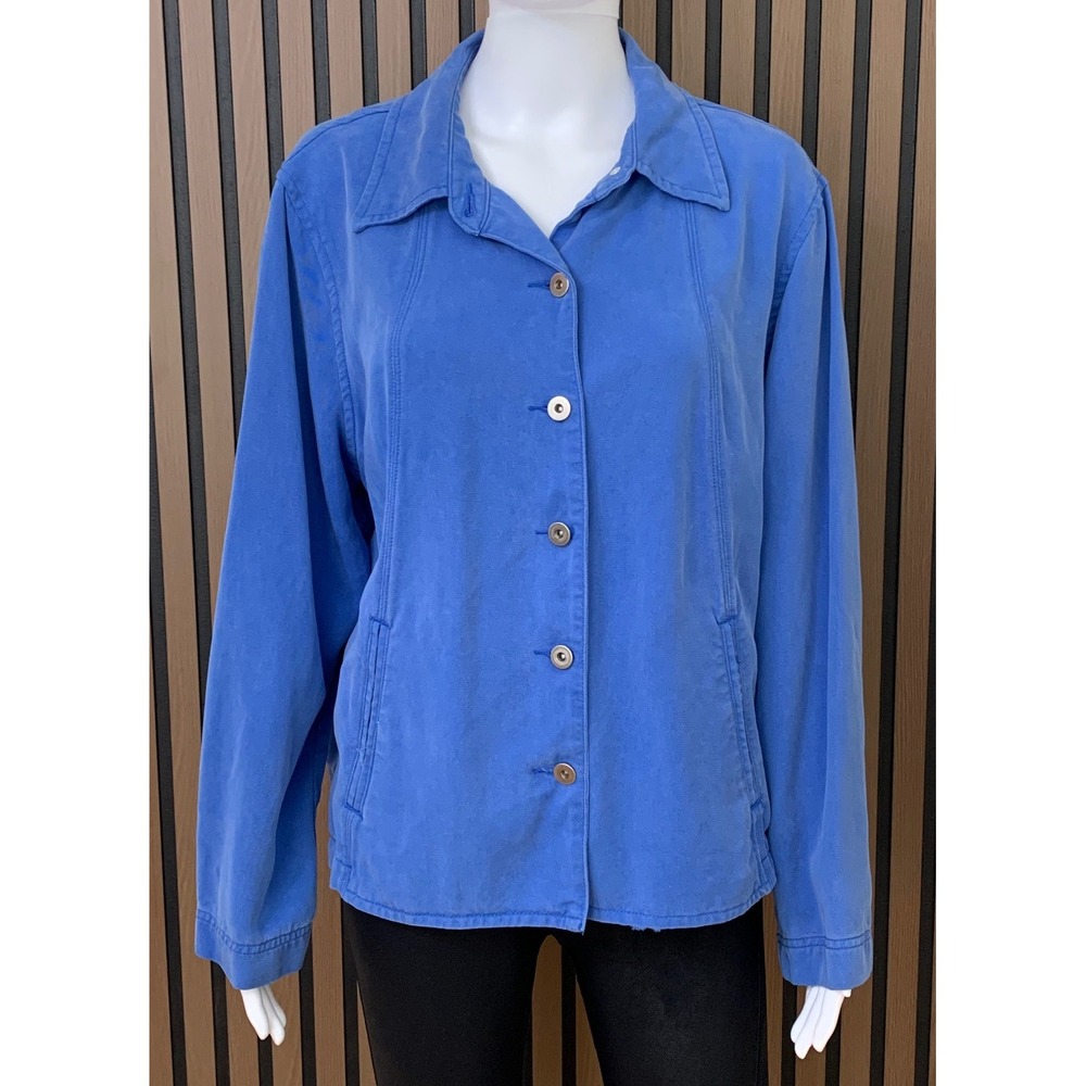 Coldwater Creek Women's‎ Blue Tencel Casual Button Front Shirt Jacket PXL